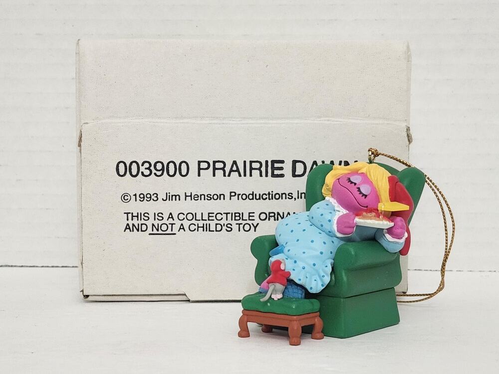 1993 Grolier Prairie Dawn Sesame Street Christmas Ornament Jim Henson Boxed